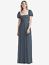 Front View Thumbnail - Silverstone Regency Empire Waist Puff Sleeve Chiffon Maxi Dress