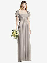 Alt View 1 Thumbnail - Taupe Regency Empire Waist Puff Sleeve Chiffon Maxi Dress