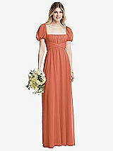 Alt View 1 Thumbnail - Terracotta Copper Regency Empire Waist Puff Sleeve Chiffon Maxi Dress