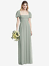 Alt View 1 Thumbnail - Willow Green Regency Empire Waist Puff Sleeve Chiffon Maxi Dress