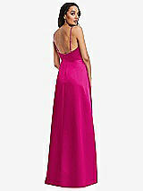 Rear View Thumbnail - Think Pink Adjustable Strap Faux Wrap Maxi Dress with Covered Button Details