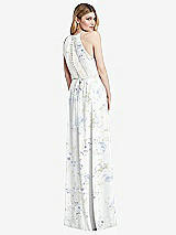 Rear View Thumbnail - Bleu Garden Illusion Back Halter Maxi Dress with Covered Button Detail