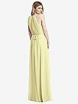 Rear View Thumbnail - Butter Yellow Illusion Back Halter Maxi Dress with Covered Button Detail