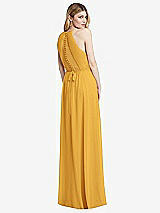 Rear View Thumbnail - NYC Yellow Illusion Back Halter Maxi Dress with Covered Button Detail