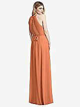 Rear View Thumbnail - Sweet Melon Illusion Back Halter Maxi Dress with Covered Button Detail