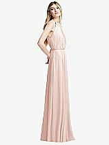 Side View Thumbnail - Blush Illusion Back Halter Maxi Dress with Covered Button Detail