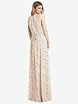 Rear View Thumbnail - Coquette Floral Print Illusion Back Halter Maxi Dress with Covered Button Detail