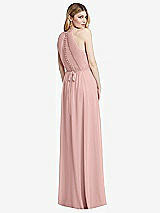 Rear View Thumbnail - Rose - PANTONE Rose Quartz Illusion Back Halter Maxi Dress with Covered Button Detail