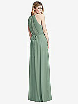 Rear View Thumbnail - Seagrass Illusion Back Halter Maxi Dress with Covered Button Detail