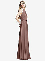 Side View Thumbnail - Sienna Illusion Back Halter Maxi Dress with Covered Button Detail