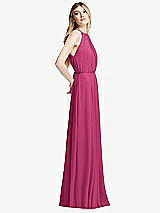 Side View Thumbnail - Tea Rose Illusion Back Halter Maxi Dress with Covered Button Detail