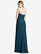 Alt View 3 Thumbnail - Atlantic Blue Strapless Pleated Faux Wrap Trumpet Gown with Front Slit