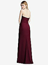 Alt View 3 Thumbnail - Cabernet Strapless Pleated Faux Wrap Trumpet Gown with Front Slit