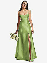 Alt View 1 Thumbnail - Mojito Open Neckline Cutout Satin Twill A-Line Gown with Pockets