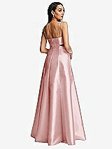 Rear View Thumbnail - Ballet Pink Open Neckline Cutout Satin Twill A-Line Gown with Pockets