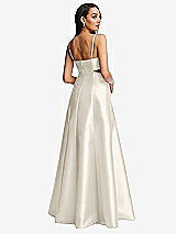 Rear View Thumbnail - Ivory Open Neckline Cutout Satin Twill A-Line Gown with Pockets