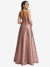 Rear View Thumbnail - Neu Nude Open Neckline Cutout Satin Twill A-Line Gown with Pockets