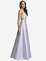 Side View Thumbnail - Silver Dove Open Neckline Cutout Satin Twill A-Line Gown with Pockets