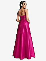 Rear View Thumbnail - Think Pink Open Neckline Cutout Satin Twill A-Line Gown with Pockets