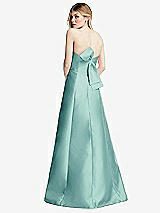 Front View Thumbnail - Coastal Strapless A-line Satin Gown with Modern Bow Detail