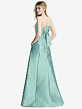 Side View Thumbnail - Coastal Strapless A-line Satin Gown with Modern Bow Detail