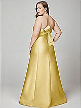 Alt View 3 Thumbnail - Maize Strapless A-line Satin Gown with Modern Bow Detail