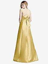 Front View Thumbnail - Maize Strapless A-line Satin Gown with Modern Bow Detail