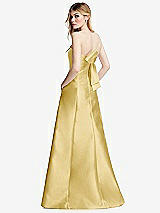 Side View Thumbnail - Maize Strapless A-line Satin Gown with Modern Bow Detail