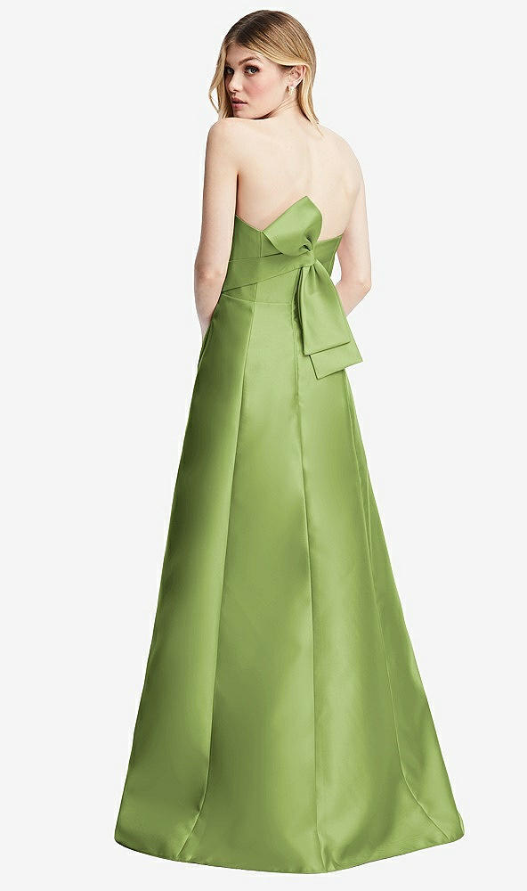 Front View - Mojito Strapless A-line Satin Gown with Modern Bow Detail