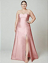 Alt View 2 Thumbnail - Ballet Pink Strapless A-line Satin Gown with Modern Bow Detail