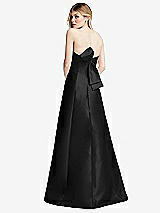 Front View Thumbnail - Black Strapless A-line Satin Gown with Modern Bow Detail