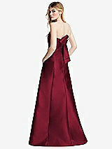 Side View Thumbnail - Burgundy Strapless A-line Satin Gown with Modern Bow Detail