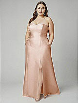 Alt View 1 Thumbnail - Cameo Strapless A-line Satin Gown with Modern Bow Detail