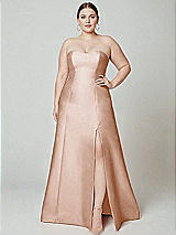 Alt View 2 Thumbnail - Cameo Strapless A-line Satin Gown with Modern Bow Detail