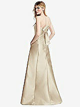 Side View Thumbnail - Champagne Strapless A-line Satin Gown with Modern Bow Detail