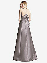 Front View Thumbnail - Cashmere Gray Strapless A-line Satin Gown with Modern Bow Detail