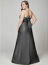 Alt View 3 Thumbnail - Gunmetal Strapless A-line Satin Gown with Modern Bow Detail