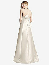 Front View Thumbnail - Ivory Strapless A-line Satin Gown with Modern Bow Detail