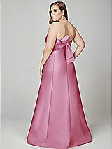 Alt View 3 Thumbnail - Powder Pink Strapless A-line Satin Gown with Modern Bow Detail