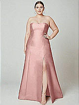 Alt View 2 Thumbnail - Rose - PANTONE Rose Quartz Strapless A-line Satin Gown with Modern Bow Detail