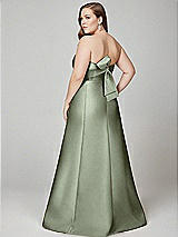 Alt View 3 Thumbnail - Sage Strapless A-line Satin Gown with Modern Bow Detail