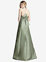 Front View Thumbnail - Sage Strapless A-line Satin Gown with Modern Bow Detail