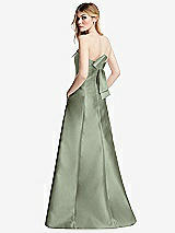 Side View Thumbnail - Sage Strapless A-line Satin Gown with Modern Bow Detail