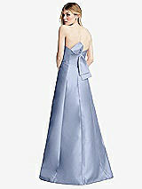 Front View Thumbnail - Sky Blue Strapless A-line Satin Gown with Modern Bow Detail