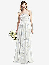 Alt View 1 Thumbnail - Bleu Garden Shirred Bodice Strapless Chiffon Maxi Dress with Optional Straps