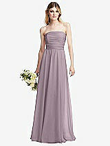 Alt View 1 Thumbnail - Lilac Dusk Shirred Bodice Strapless Chiffon Maxi Dress with Optional Straps