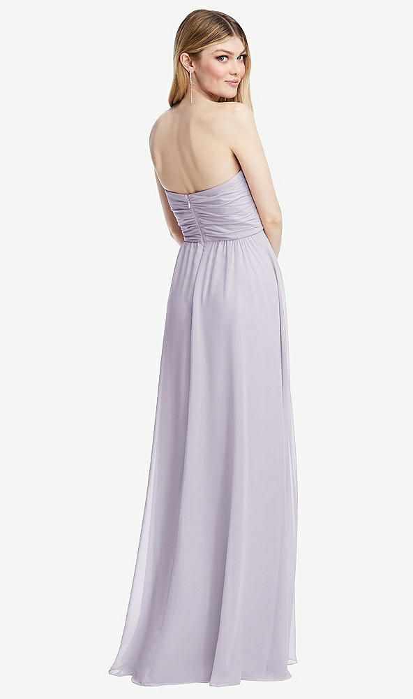 Back View - Moondance Shirred Bodice Strapless Chiffon Maxi Dress with Optional Straps