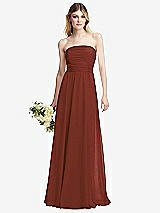 Alt View 1 Thumbnail - Auburn Moon Shirred Bodice Strapless Chiffon Maxi Dress with Optional Straps