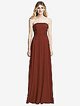 Front View Thumbnail - Auburn Moon Shirred Bodice Strapless Chiffon Maxi Dress with Optional Straps