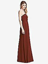 Side View Thumbnail - Auburn Moon Shirred Bodice Strapless Chiffon Maxi Dress with Optional Straps